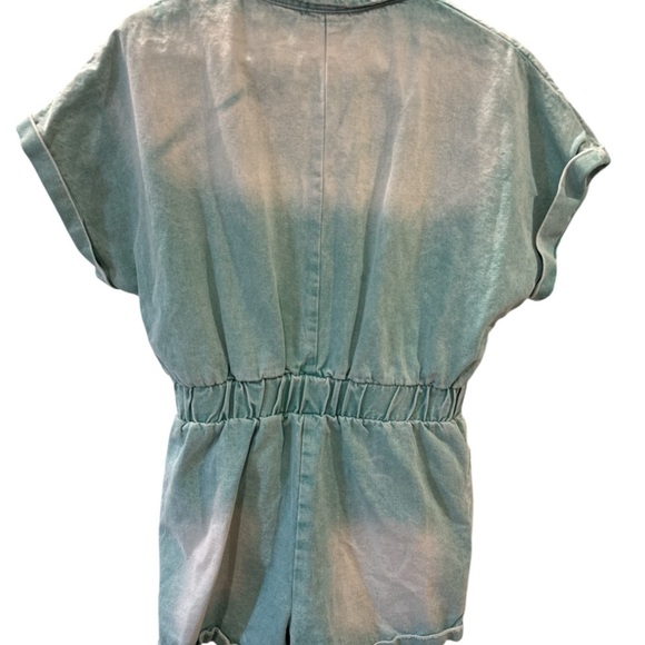 Lili Sodonio Chowan Distressed Cuff Sleeve Front Button Romper Sz S Pre-Own EUC - Picture 5 of 7
